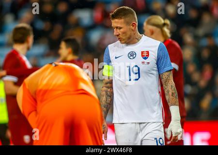 Oslo, Norvegia, 26 marzo 2024. Il capitano slovacco Juraj Kucka durante l'amichevole tra Norvegia e Slovacchia allo stadio Ullevål di Oslo crediti: Frode Arnesen/Alamy Live News Foto Stock