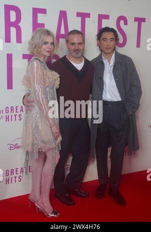 Lucy Boynton, Ned Benson e Justin H. min partecipano ad una proiezione speciale di The Greatest Hits all'Ham Yard Hotel di Londra. Data foto: Mercoledì 27 marzo 2024. Foto Stock