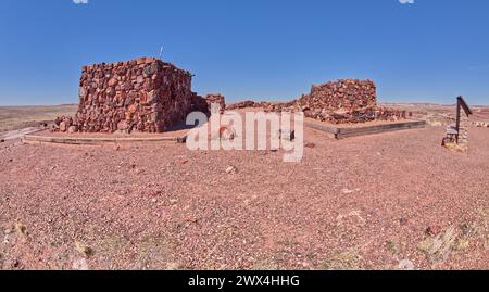 Primo piano della storica Agate House nel Petrified Forest National Park, Arizona. Foto Stock