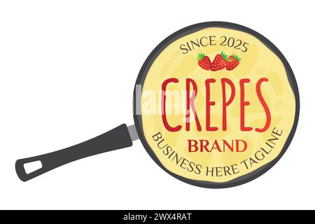 Crepe o pancake con il logo Crepe Pan Illustrazione Vettoriale