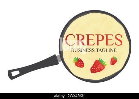 Crepe o pancake con il logo Crepe Pan Illustrazione Vettoriale