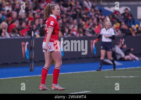 Carys Cox durante Galles contro Scozia, Women's Six Nations Foto Stock