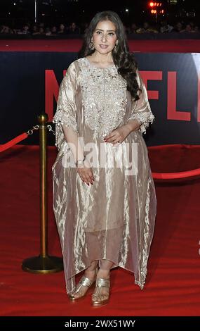 Mumbai, India. 27 marzo 2024. L'attrice nepalese Manisha Koirala posa per una foto ad un evento promozionale della sua prossima serie televisiva Netflix 'Heeramandi : The Diamond Bazaar' a Mumbai. Credito: SOPA Images Limited/Alamy Live News Foto Stock