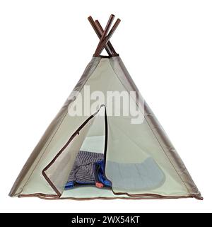 Tepee Camping Tenda e sacco a pelo utilizzati per il campeggio nel deserto Foto Stock