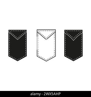Set di nastri per striscioni. Bandierine d'angolo invertite. Contorni con cuciture. Illustrazione vettoriale. EPS 10. Illustrazione Vettoriale