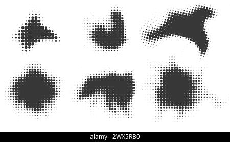 Mezzitoni forme tratteggiate su sfondo bianco. Vernice vettoriale con effetto rumoroso. Forme traccia spruzzo astratta. Illustrazione vettoriale Illustrazione Vettoriale