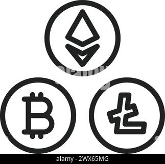 Immagine vettoriale dell'icona delle criptovalute. Adatto per applicazioni mobili applicazioni Web e supporti di stampa. Illustrazione Vettoriale