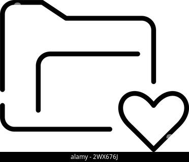 Cartella e cuore. Contrassegnare i file preferiti per un facile accesso. Documenti importati o di alta qualità. Icona vettoriale modificabile Illustrazione Vettoriale