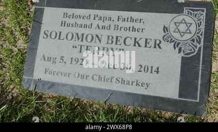 Mission Hills, California, USA 26 marzo 2024 attore/regista/produttore Terry Becker grave all'Eden Memorial Park il 26 marzo 2024 a Mission Hills, California, USA. Ha lavorato a Voyage to the Bottom of the Sea, The Mod Squad, Mission Impossible, MASH, Bonanza, Perry Mason, Gunsmoke e molti altri. Foto di Barry King/Alamy Stock Photo Foto Stock