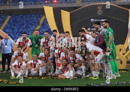 CAIRO, EGITTO - MARZO 26: Luka Modric di Croatiaand i suoi compagni di squadra festeggiano con un trofeo durante la partita della FIFA Series 2024 Egypt tra Croazia e Foto Stock