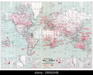 The Daily Telegraph MAP of the World on Mercator's Projection (1918) di Londra: "Geographia" Ltd Foto Stock