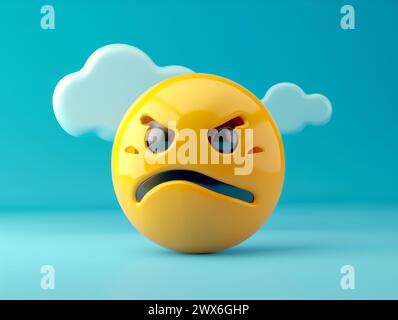 Icona del simbolo emoji 3d su sfondo blu Foto Stock