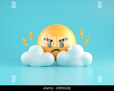 Icona del simbolo emoji 3d su sfondo blu Foto Stock