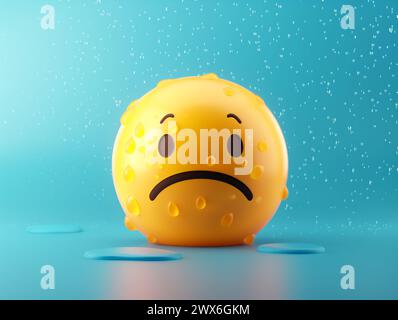 Icona del simbolo emoji 3d su sfondo blu Foto Stock