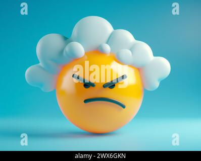 Icona del simbolo emoji 3d su sfondo blu Foto Stock