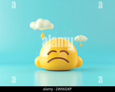 Icona del simbolo emoji 3d su sfondo blu Foto Stock
