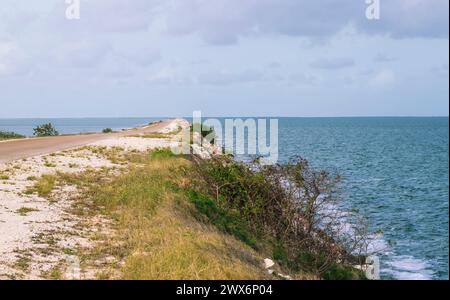 Concept shot di una strada vuota che si dirige verso l'oceano Foto Stock