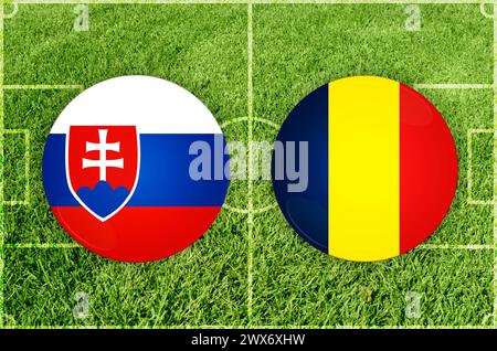 Illustrazione per partita di calcio Slovacchia vs Romania Foto Stock