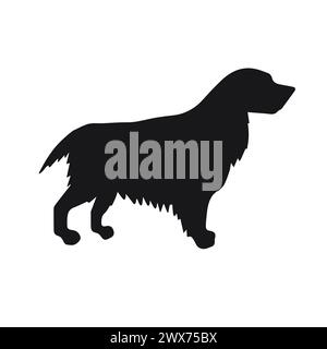 Sagoma vettoriale del cane spaniel disegnato a mano isolata su sfondo bianco Illustrazione Vettoriale