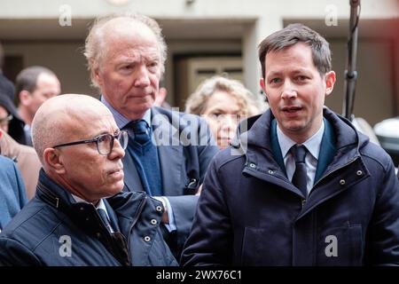 Francia, Oullins, 2024-03-27. Francois Xavier Bellamy è a capo della lista repubblicana per le elezioni europee. Foto Stock