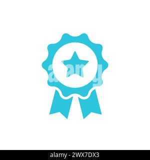Icona del badge di migliore qualità isolata su sfondo bianco. Dal set di icone blu. Illustrazione Vettoriale