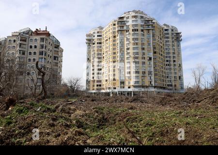 Non esclusiva: ODESA, UCRAINA - 27 MARZO 2024 - presso l'orto botanico dell'Università nazionale I.I. Mechnykov di Odesa, diga Foto Stock