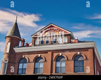 Insegna del tempio massonico a Jackson Ohio USA 2024 Foto Stock