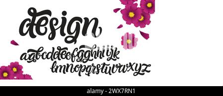 Alfabeto disegnato a mano vettoriale isolato su sfondo bianco. Pennello le lettere dipinte. Carattere artistico decorativo. Illustrazione Vettoriale