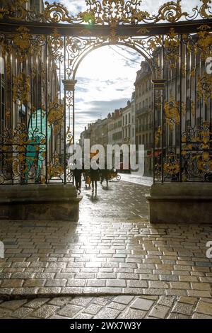 Francia, regione Grand-Est, Meurthe-et-Moselle, Nancy, Place Stanislas, cancelli decorati in stile rocaille, Foto Stock