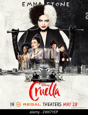 Cruella anno : 2021 USA Direttore : Craig Gillespie Emma Stone poster americano Foto Stock