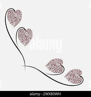 Angolo con foglie astratte su sfondo bianco. Illustrazione Vettoriale