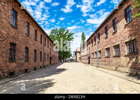 Caserma dei prigionieri al campo di concentramento di Auschwitz i, Polonia Foto Stock