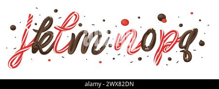 Canna di caramelle natalizie e alfabeto 3d al cioccolato isolato su sfondo bianco. Illustrazione vettoriale. Illustrazione Vettoriale
