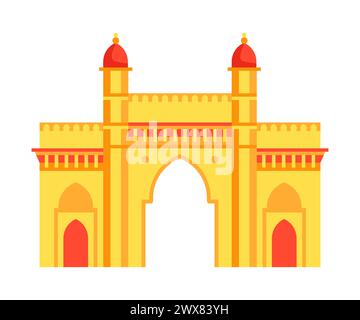 Lal Qila o Red Fort - moderno design piatto, immagine singola isolata Illustrazione Vettoriale