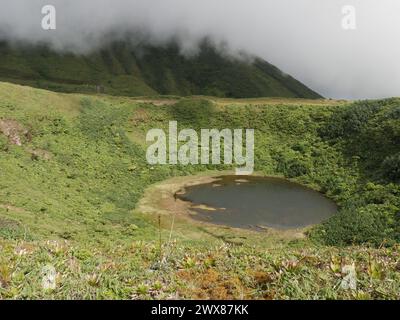 Infiammazione del lago sul vulcano dormiente la citerne vicino a grande soufriere di guadalupa Foto Stock