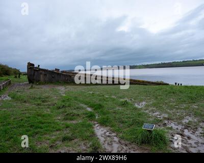 Marzo 2024 - Purton Hulks, cimitero navale nel Gloucestershire, Inghilterra, Regno Unito. Foto Stock