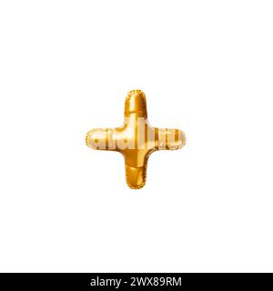 Palloncino d'oro più segno. illustrazione di rendering 3d. Foto Stock