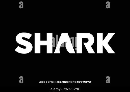 L'alfabeto Shark sans serif è molto potente e moderno. Carattere geometrico Illustrazione Vettoriale