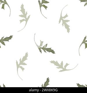 Motivo di acquerello senza cuciture, illustrazione con sporcizia di foglie verdi chiare su sfondo bianco. Texture botanica, carta, stampa Foto Stock
