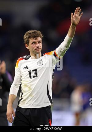 Thomas Mueller della Germania LIONE, FRANCIA - 23 MARZO: Amichevole internazionale tra Francia e Germania al Groupama Stadium il 23 marzo 2024 a Lione, Francia. Fussball LŠnderspiel Frankreich Deutschland © diebilderwelt / Alamy Stock Foto Stock