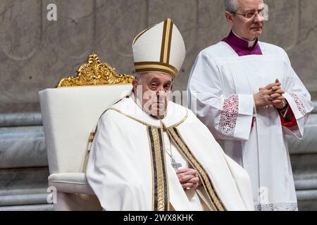 Vaticano, Vaticano. 28 marzo 2024. Papa Francesco presiede la messa del Crisma a San La Basilica di Pietro. (Credit Image: © Stefano Costantino/SOPA Images via ZUMA Press Wire) SOLO USO EDITORIALE! Non per USO commerciale! Foto Stock