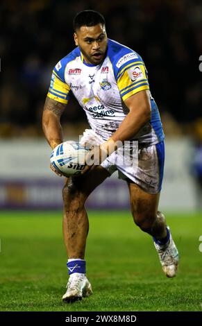 Sam Lisone dei Leeds Rhinos durante la partita Betfred Super League al MEN-A-hose Jungle, Castleford. Data foto: Giovedì 28 marzo 2024. Foto Stock