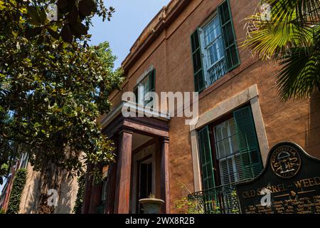 Early American Home vicino a Lafayette Square, Savannah, Georgia, Stati Uniti Foto Stock