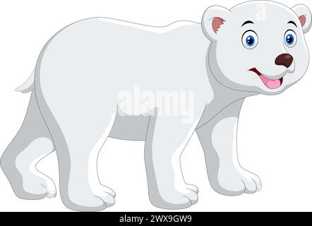 Illustrazione vettoriale di un cartone animato orso polare isolato su sfondo bianco Illustrazione Vettoriale