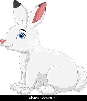 Illustrazione vettoriale di un simpatico coniglio carino su sfondo bianco Illustrazione Vettoriale