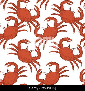 Red Crabs Seamless background Vector Illustrazione Vettoriale