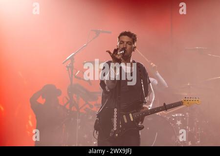 Madison, Stati Uniti. 27 marzo 2024. Paul Jason Klein di LANY al Sylvee il 27 marzo 2024, a Madison, Wisconsin (foto di Daniel DeSlover/Sipa USA) crediti: SIPA USA/Alamy Live News Foto Stock