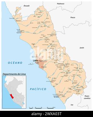 Mappa vettoriale della regione peruviana di Lima Foto Stock