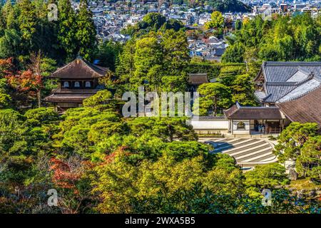 Colorato Ginkakuji Silver Pavilion Temple Rock Garden Kyoto Japa Foto Stock