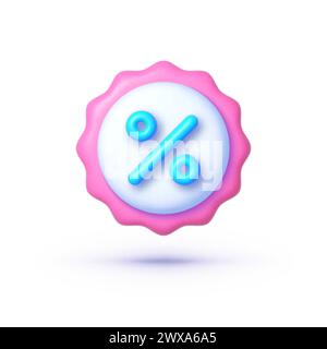 Icona della vendita in stile 3D. Vendita online. illustrazione del rendering vettoriale dell'icona della promozione 3d. Illustrazione Vettoriale